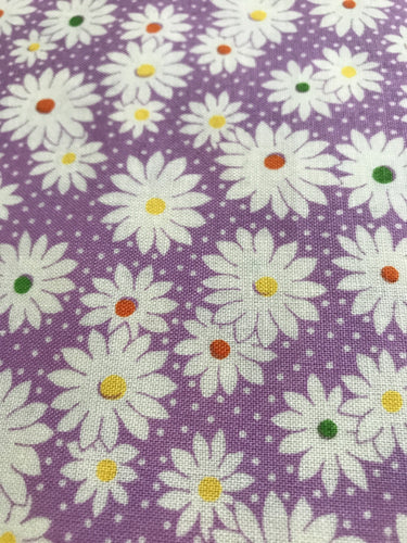 Purple White Daisies Fabric 30's Repro