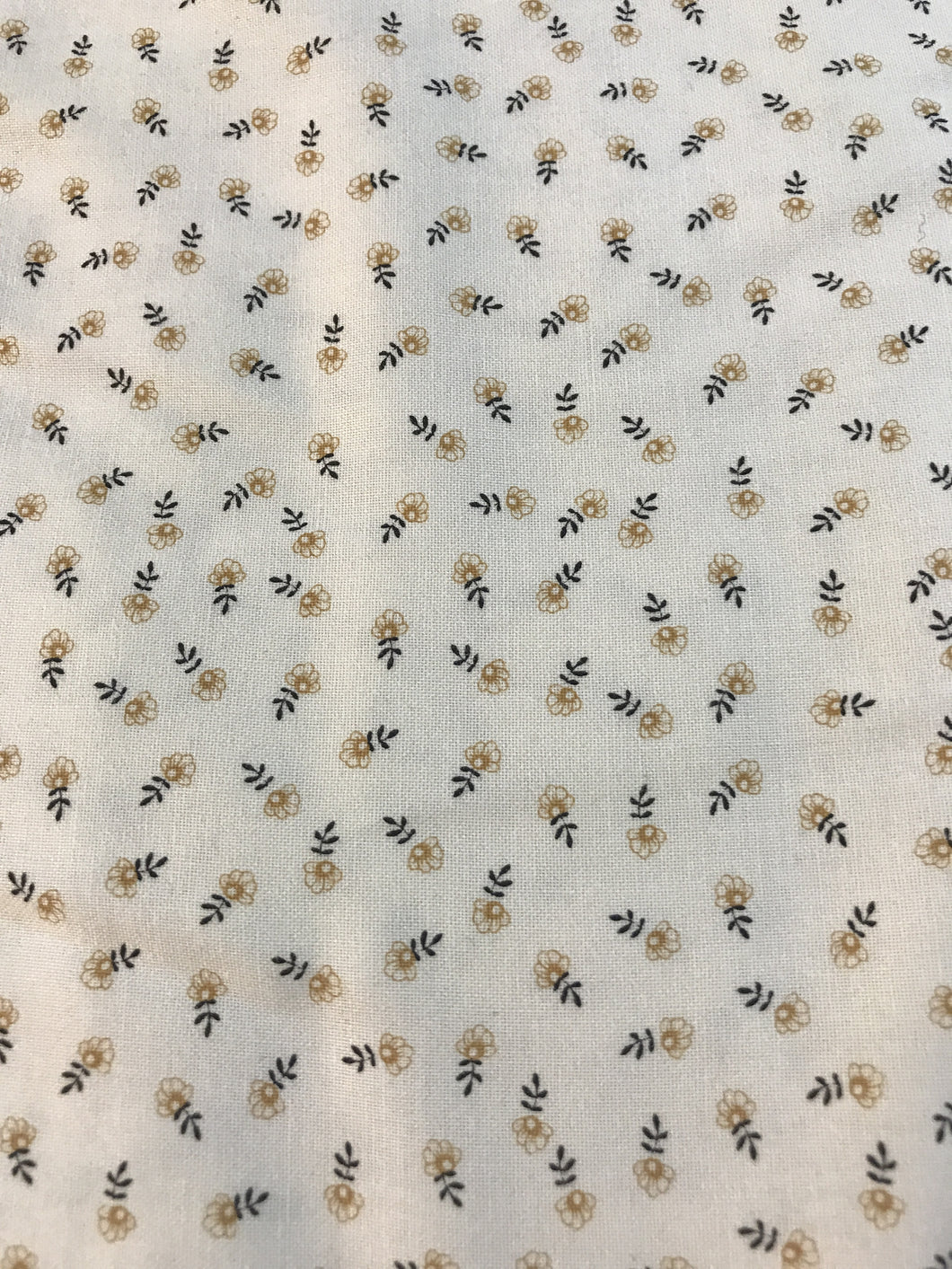 Cream/Tan Tiny Flowers Shirting Fabric